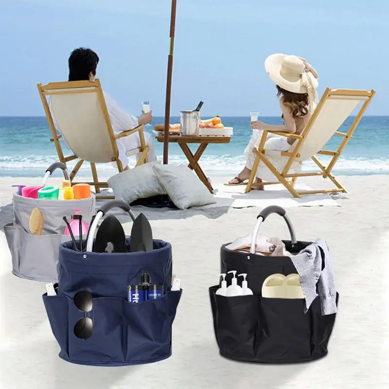 Garden Tool Basket Waterproof Gardening Tools Bags Round Storage Basket For Storing Towel Bath Ball Mouthwash Cup Body Wash images - 6