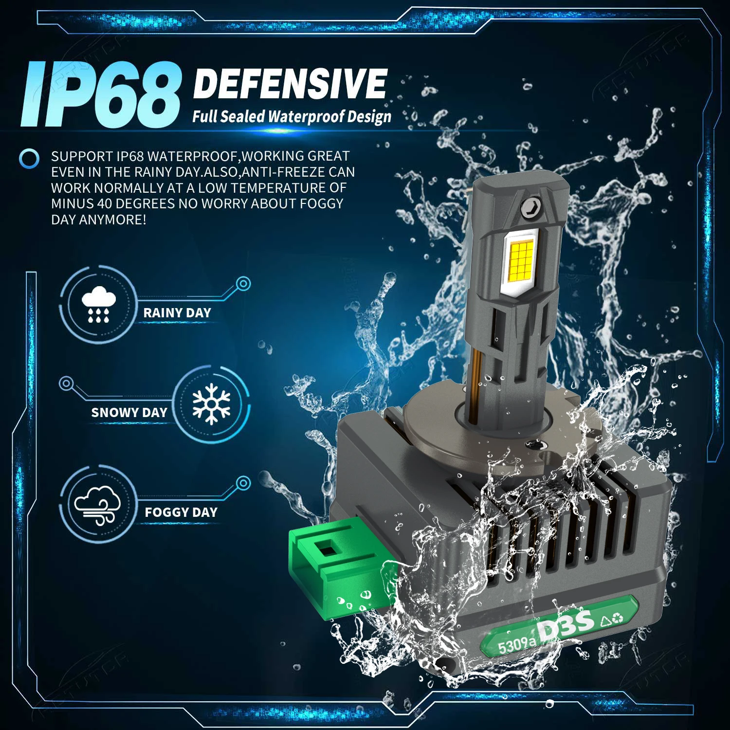 Фото Светодиодные фары D1S D3S Canbus 1:1, аналог HID D2S D4S D1R D2R D3R D4R, автомобильная лампа 8800000LM 5200W, Plug&Play, турбо-светодиодная лампа для автомобиля №5