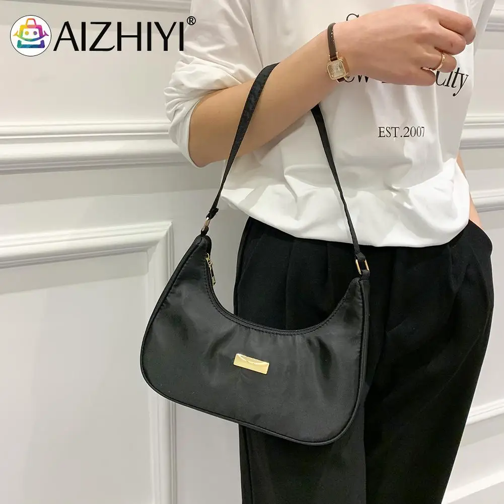 

Fashion Women Small Messenger Bag Lady Chain Pure Color Underarm Bags Zipper Leisure Travel Shopping Nylon Top-handle Pouch