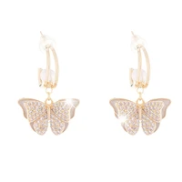new fashion butterfly pearl diamond stud earrings ladies crystal studs lightning shiny electroplated zirconium climbing earrings