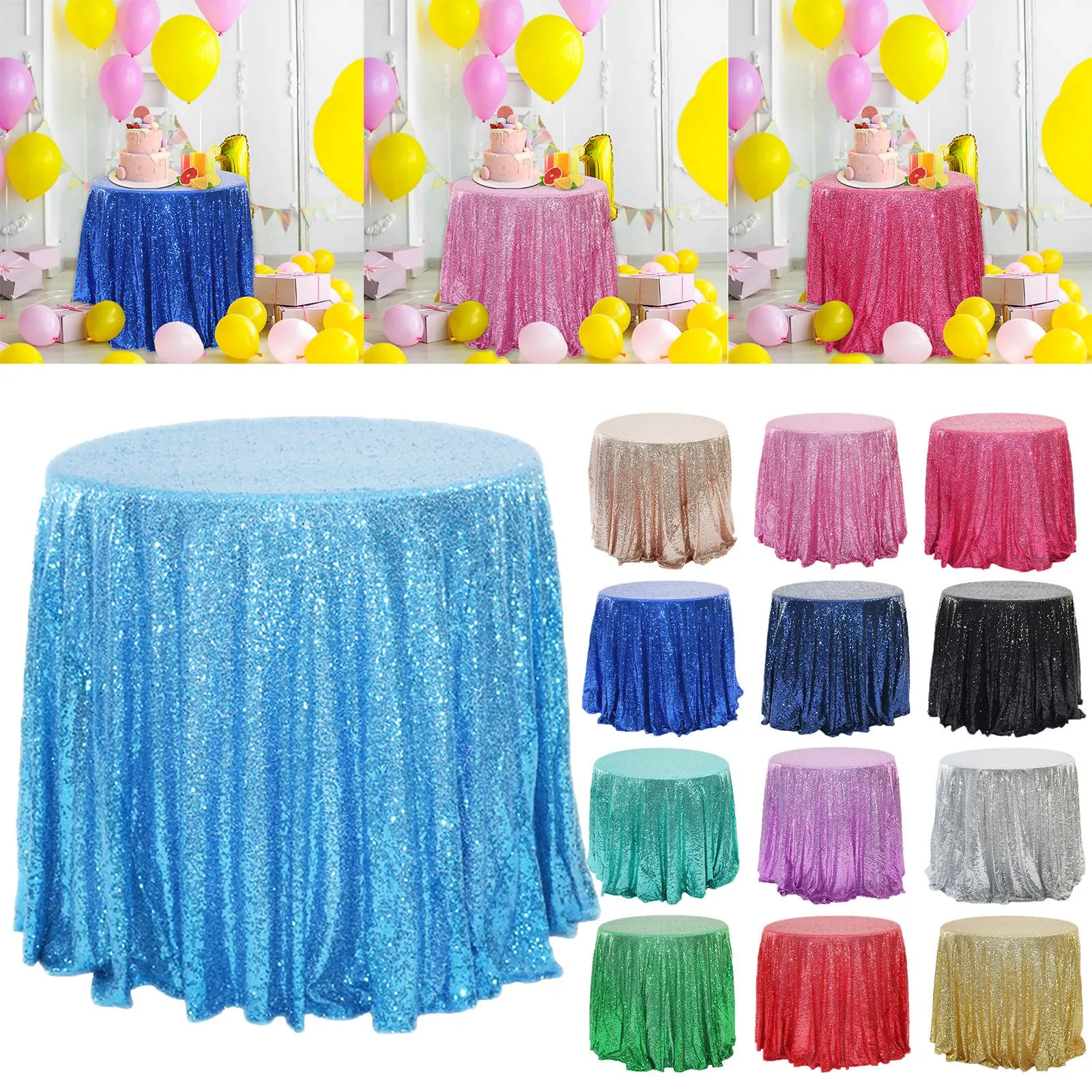 

Sequin Tablecloth 23.6" Glitter Sparkly Sequin Fabric Tablecloth Table Cloth Cake Table Cover Overlay For Birthday Wedding Party