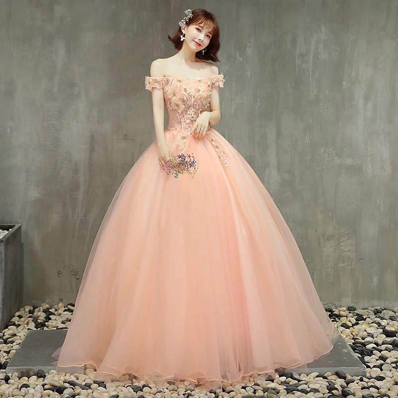 

Sexy Pink Off The Shoulder Quinceanera Dresses Lace Flowers Sleeveless Vestido De Debutante Floor-length With Beading Ball Dress