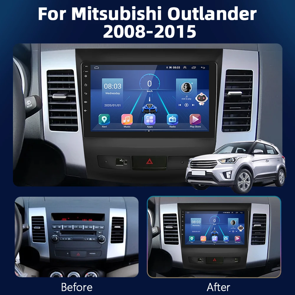 Автомагнитола Podofo 4G для Mitsubishi Outlander xl 2 2005-2011 Peugeot 4007 Android 2DIN |