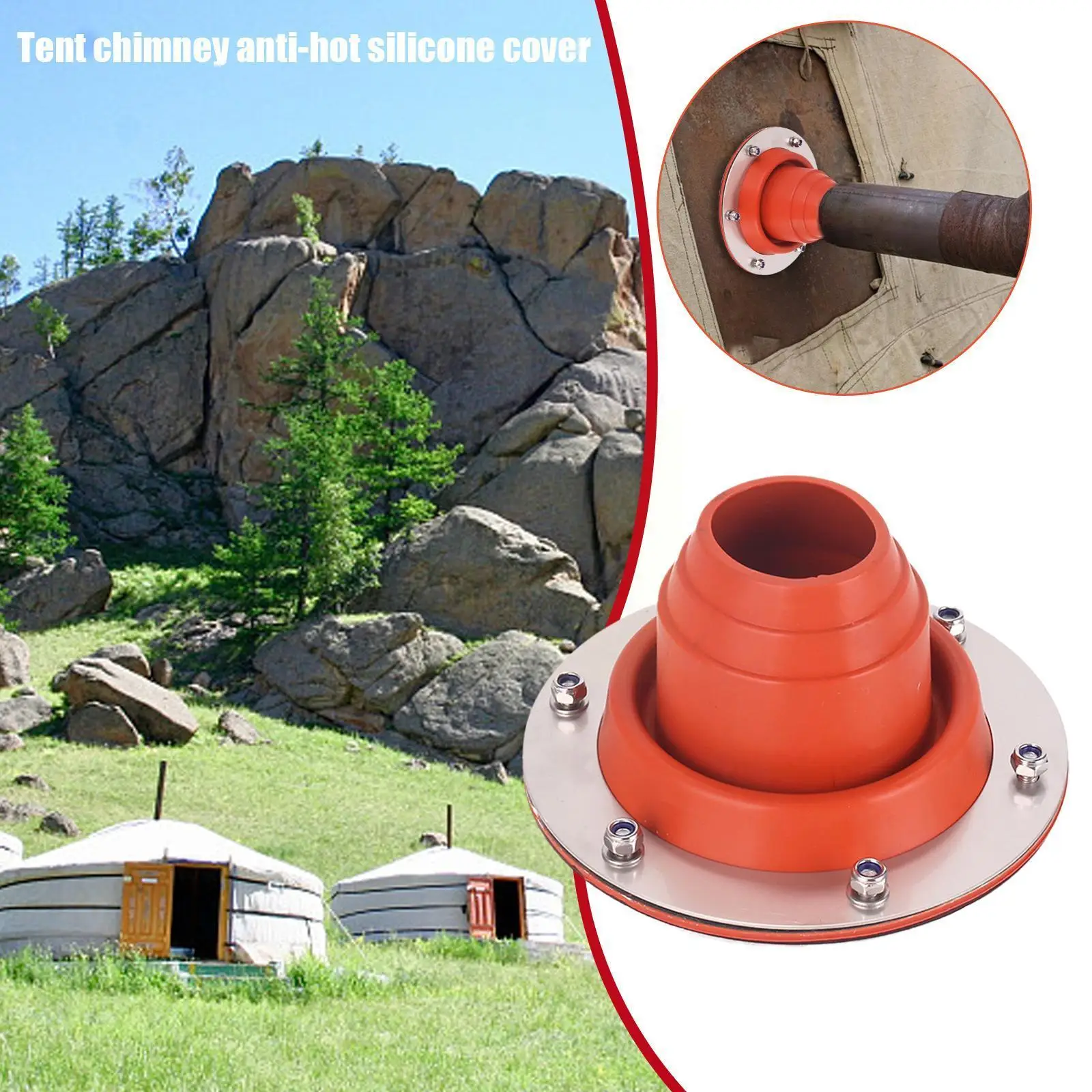 

Outdoor Tent Firewood Stove Chimney Anti-scalding Silicone Ring Heating Baking Chimney Cover Insulation Stove Stove T0L8