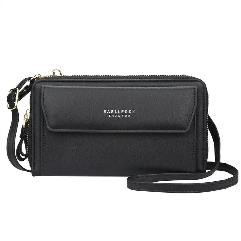 Fashion Long Ladies Wallet Double Credit Card Holder Zipper Coin Purse Mobile Phone Bag Women's money Bag Messenger Shoulder Bag