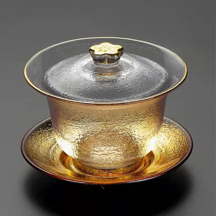 

Чайный горшок Gaiwan Tureen, чайная посуда, утолщенная стеклянная чаша 230 мл, не горячая чашка, тонкий чайный набор, чашка ручной работы, чаша с крыш...