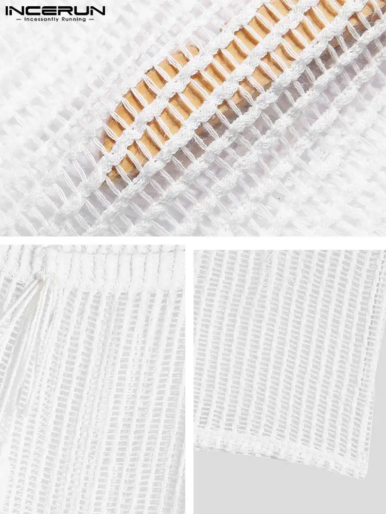 INCERUN Stylish Sexy Hot Sale Trousers New Men's Homewear Pantalons Casual Male Hot Sale Breathable Mesh See-through Pants S-5XL