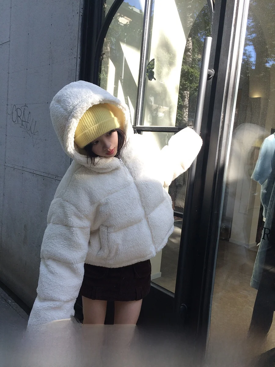 Xin Help теплая короткая толстовка из овечьей шерсти женская нежная изысканная