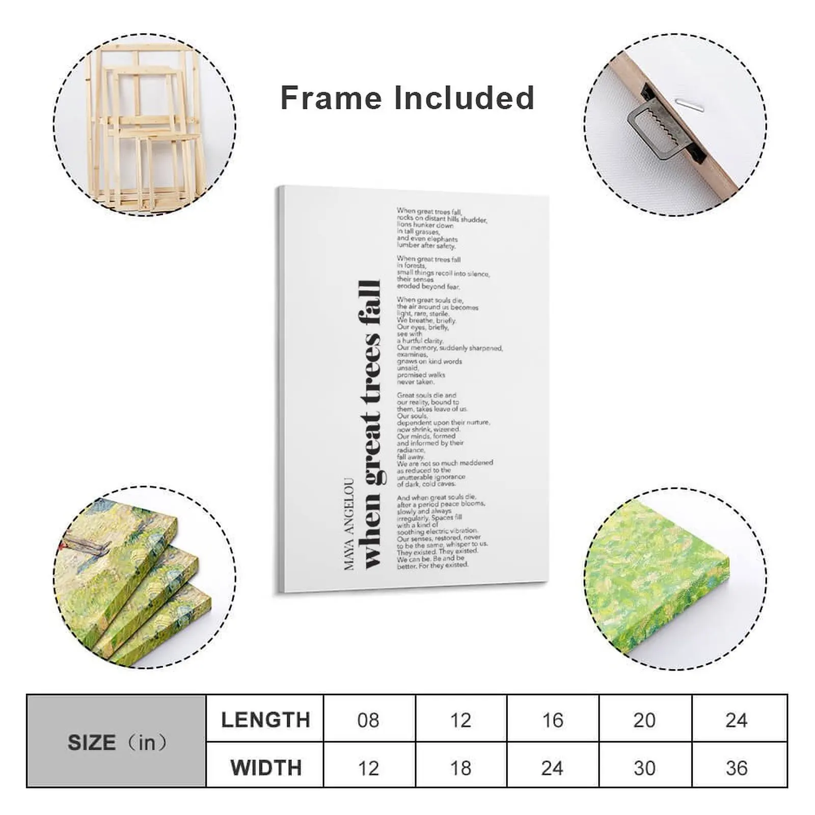 Печать на холсте &quotКогда великие деревья осень v2&quot Maya Angelou