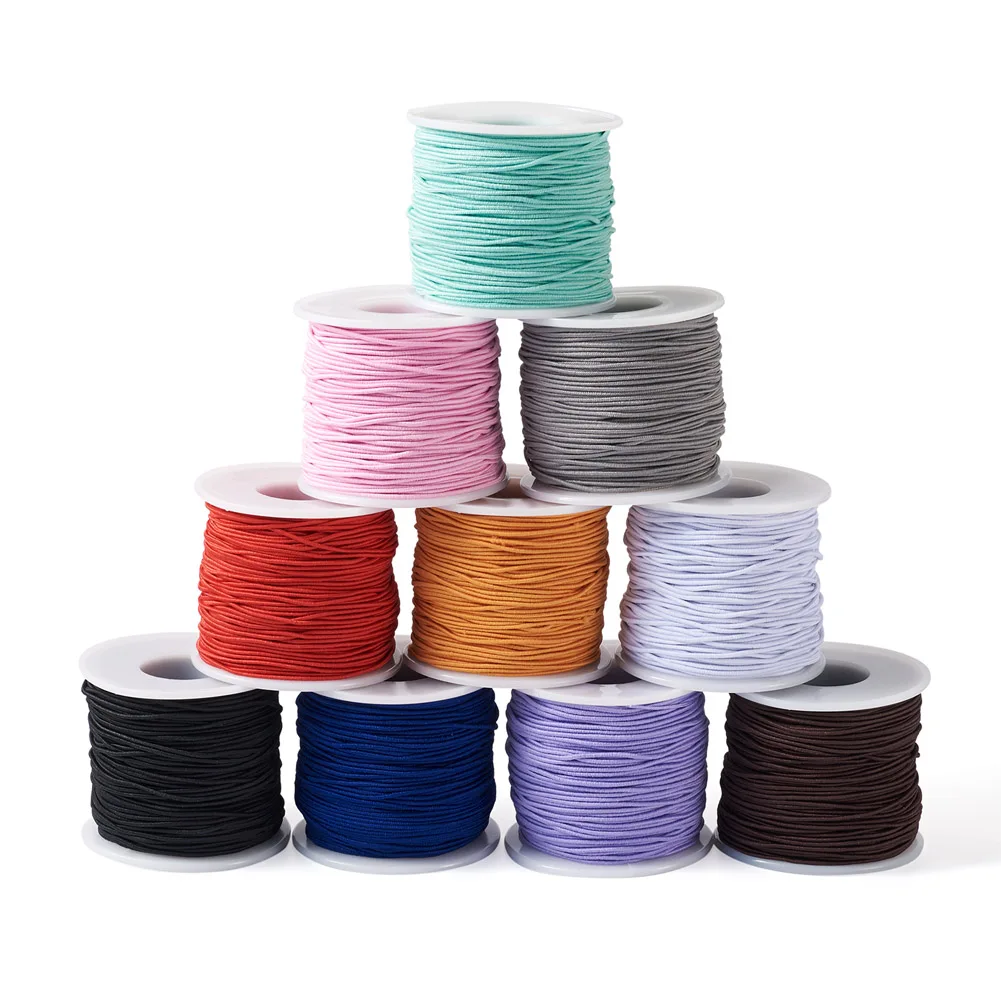10 Rolls 1mm Polyester Elastic Cords Round Threads String Bracelet Necklace Beading Rope For DIY Jewelry Making Accessories