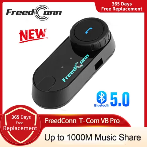 Гарнитура для мотоциклетного шлема FreedConn Original T-COM VB Bluetooth 5,0, мягкий жесткий микрофон, FM-коммуникатор