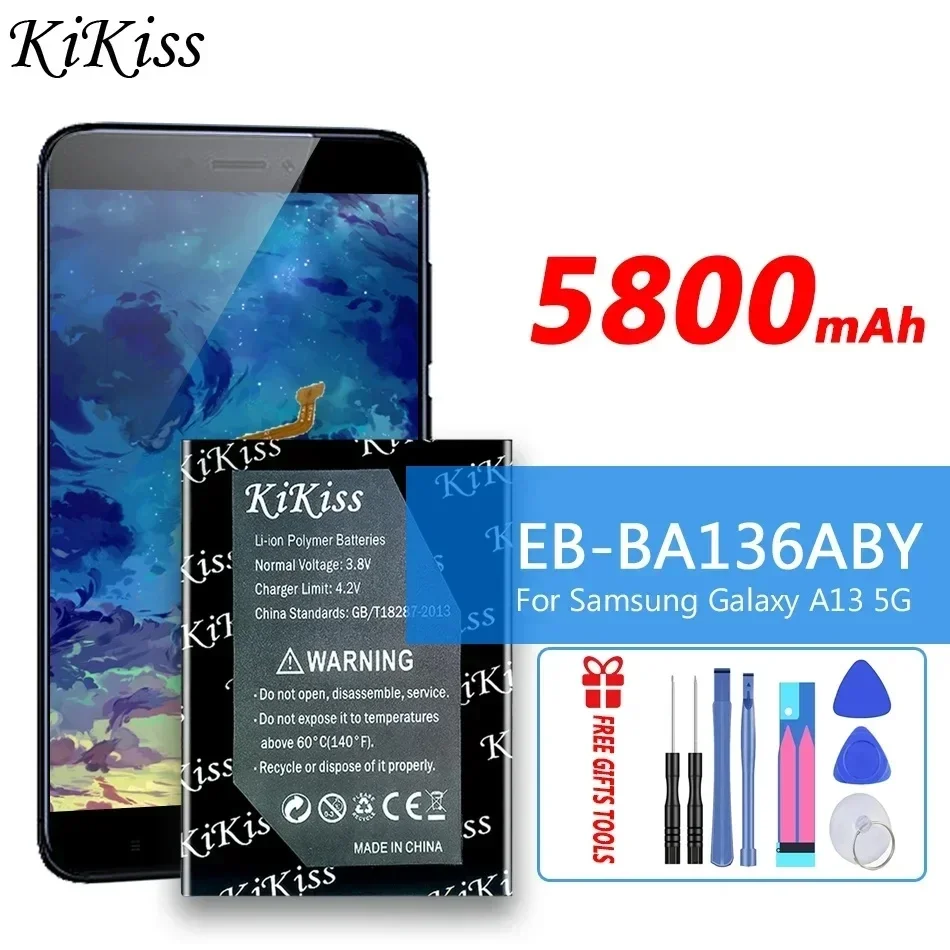 Мощный аккумулятор KiKiss емкостью 5800 мАч EB-BA136ABY для Samsung Galaxy A13 5G