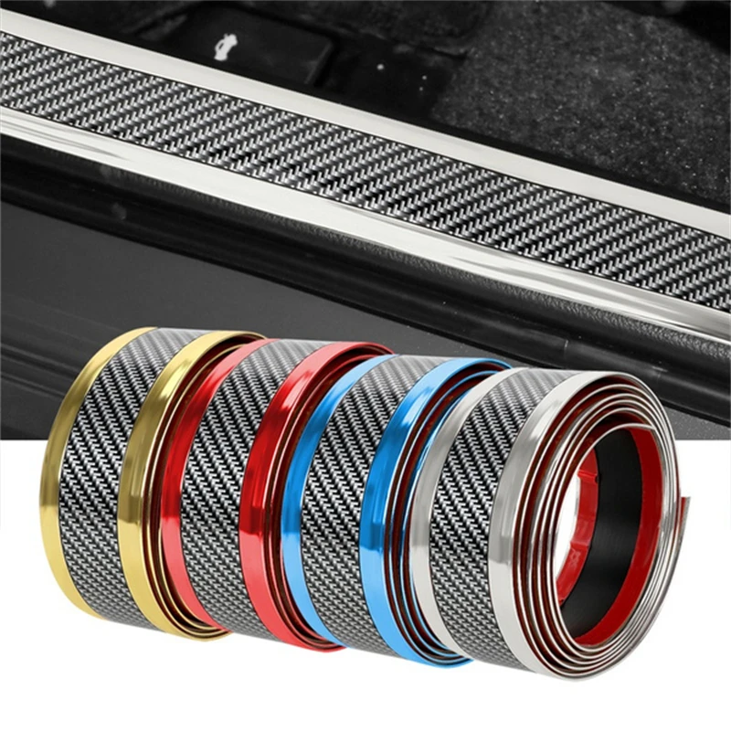 

5cm*1m Car Door Sill Bumper Guard Sticker Universal Rear Trunk Anti-Collision Anti-Scratch Protector Strip Carbon Fiber Stickers