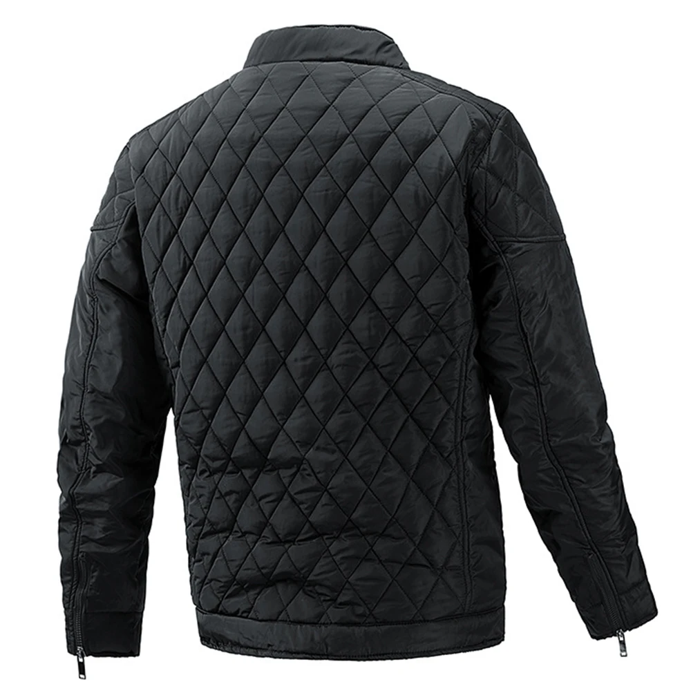 ERIDANUS 2022 New Hot Diamond-shaped Plaid Light Winter Cotton Jacket Stand-up Collar Solid Color Men's Cotton Clothing MWM156
