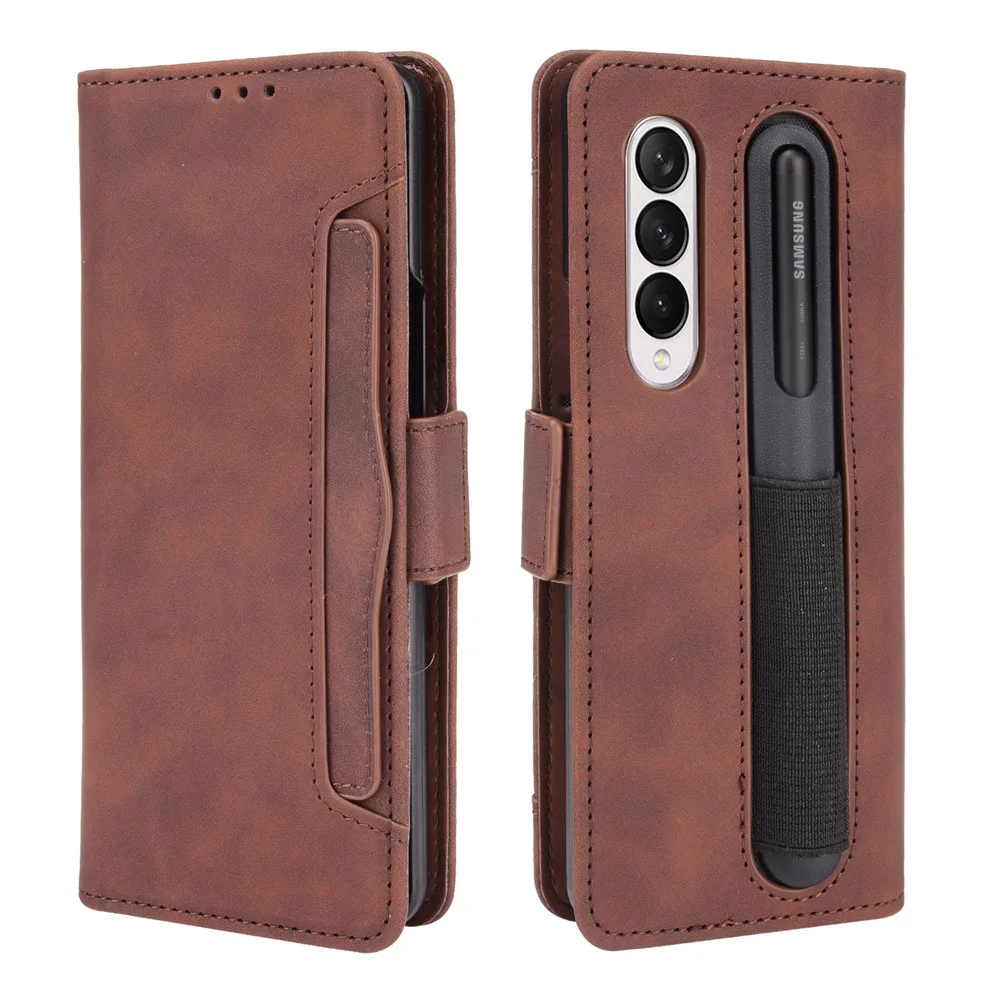 

Z Fold3 Fold4 5G Luxury Case Leather Card Pen Slot Removable Wallet Coque for Samsung Galaxy Z Fold 3 Case ZFold 4 2 Flip Cover