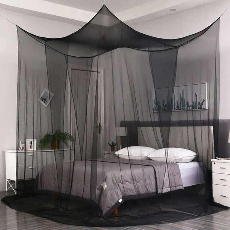 Elegant Bed Canopy Mosquito Net Four Door Square Bed Student Palace Queen/King Bedcover Curtain Tent Insect Reject Protection