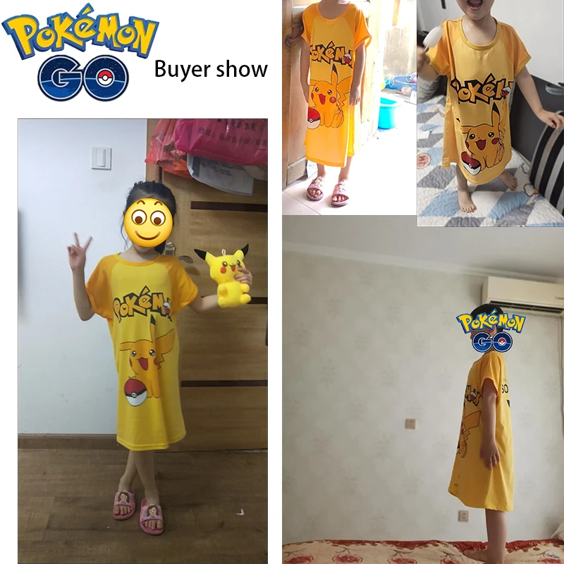 Ночная рубашка для девочек с покемоном Пикачу милая одежда мультяшное аниме