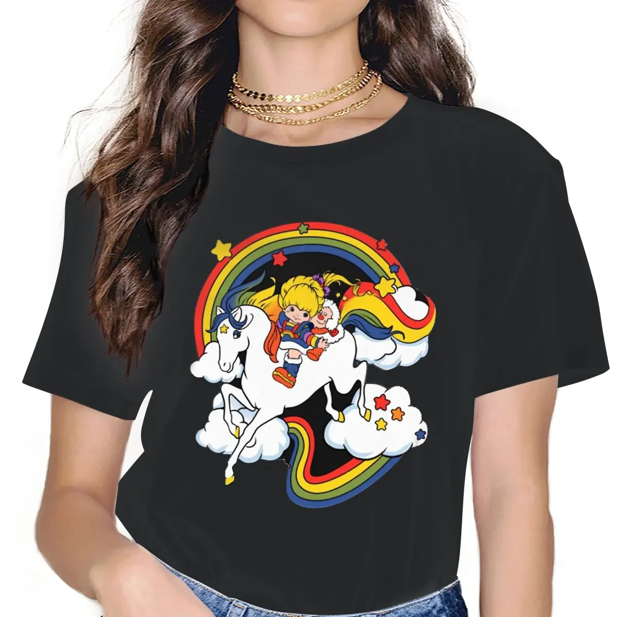 

For lover Kids Since 80s Women Clothing Rainbow Brite Anime Animation Graphic Female Tshirts Vintage Grunge Loose Tops Tee