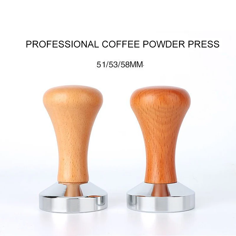 

51/53/58mm Coffee Tamper Powder Hammer Stainless Steel Wooden Handle for Espresso Mat Powder Press Coffee Maker Grinder