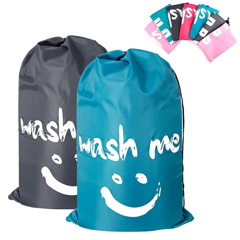 Nylon Laundry Bag Travel Storage Pouch Machine Washable Dirty Clothes Organizer Folding Wash Drawstring Bag Bathroom Accessories