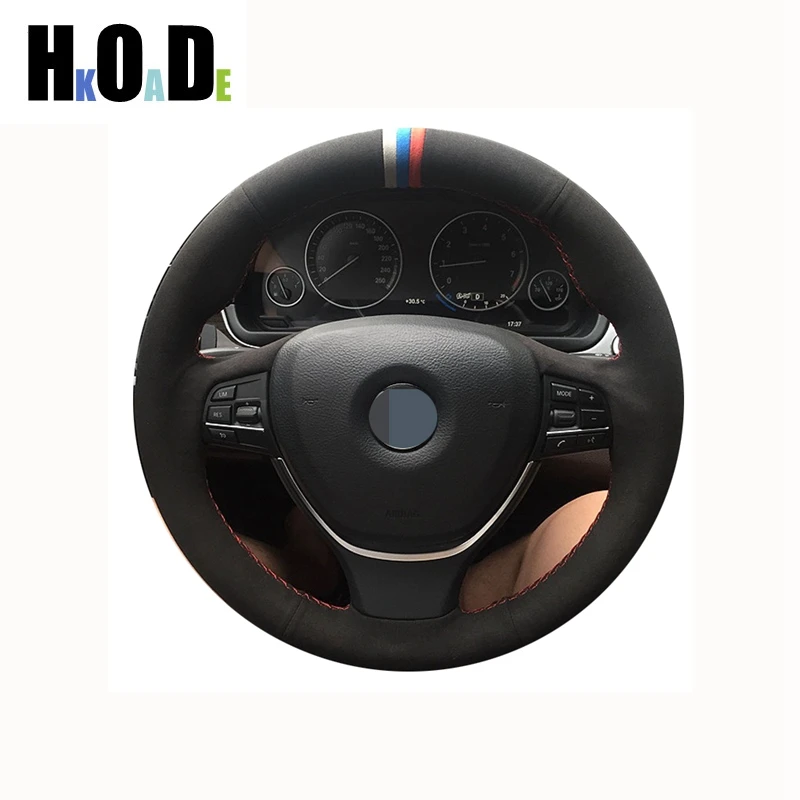 

Для BMW F20 2012-2018 F45 2014-2018 F30 F31 F34 2013-2017 F32 F33 F36 DIY сшитый вручную черный замшевый чехол рулевого колеса автомобиля