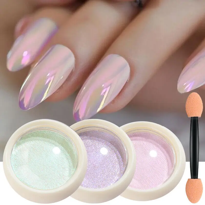 

Pearl Nail Glitter Powder Neon Shimmer Mirror Mermaid Dipping White Purple Nail Chrome Pigment Dust Polish Decor