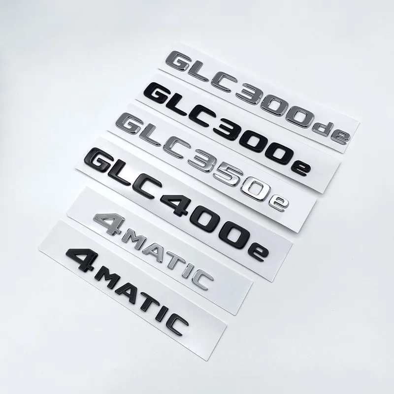 

3D Chrome Black Letters GLC300de GLC300e GLC350e GLC400e 4Matic Emblem for Mercedes Benz GLC X253 Car Trunk Logo Sticker
