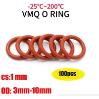 cs 1mm food grade silicone o ring od 3 10mm red sealing ring waterproof insulation high temperature resistance