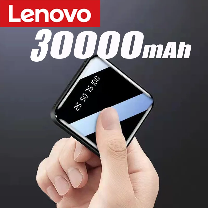 Lenovo Mini Power Bank 30000 мАч Powerbank с быстрой зарядкой светодиодный HD-дисплей двусторонняя