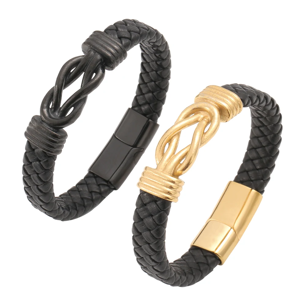 

Fashion Jewelry Leather Bangle 3 Colors Stainless Steel Magnet ClaspMen's Bracelet for Men Christmas New Year Gift