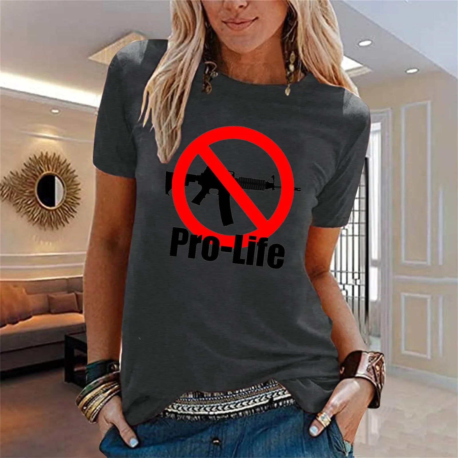 

Повседневная рубашка унисекс с запрещенным принтом, свободная блузка с коротким рукавом, топы, черная рубашка средней длины