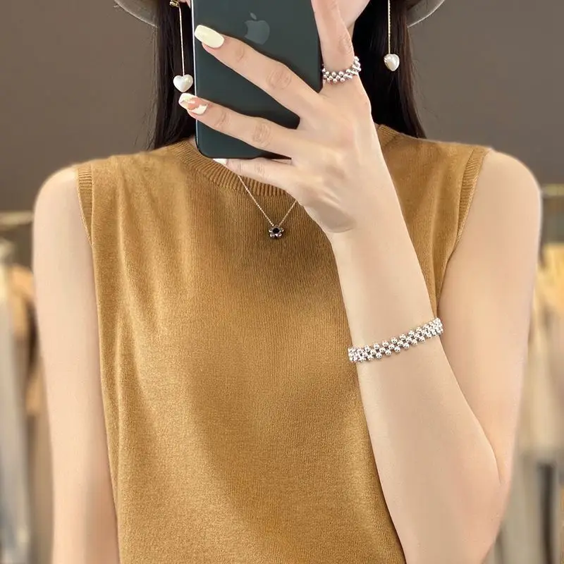 Жилет на бретельках с круглым вырезом Женская летняя одежда 2024 рубашка наряды