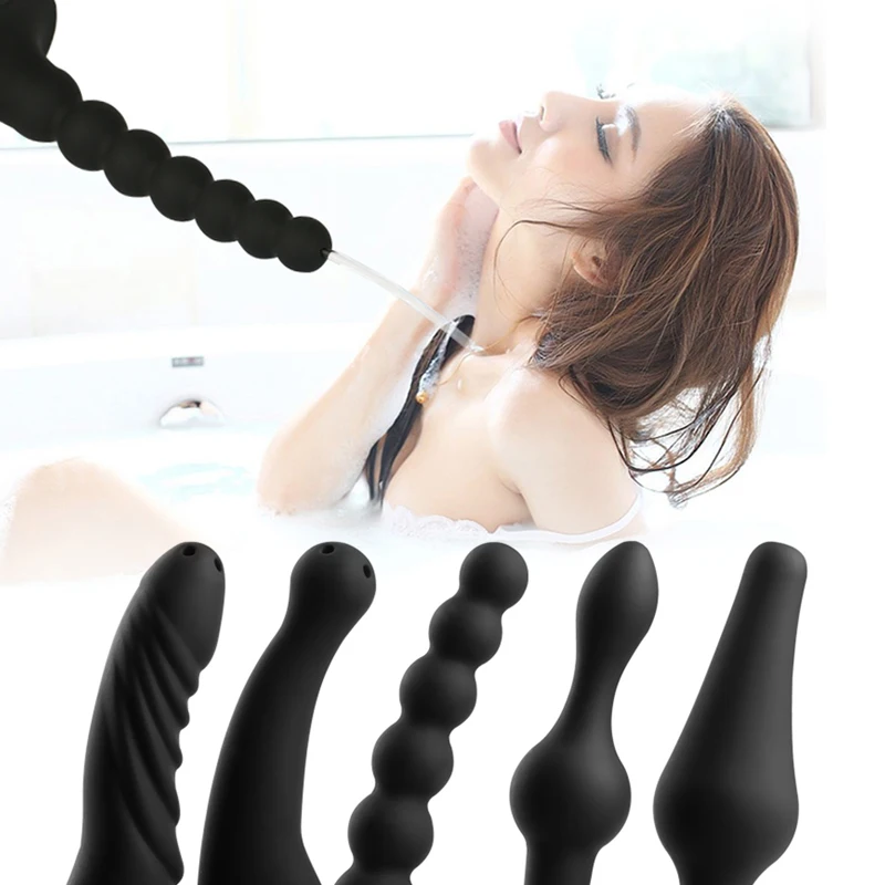 

Anal Douche Shower Cleaning Soft Silicone Anal Plug Faucets Rushed Enemator Enema Connectable Plugs Cleaner Adult Sex Toys