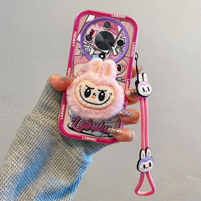 3D мультфильм прекрасный плюшевый чехол с подвеской в виде веревки Labubu аксессуары