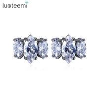 luoteemi children small fashion stud earring for women trendy girl black clear color christmas gifts wholesale dopshipping items