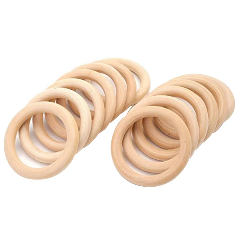 

60Pcs Wood Rings,Unfinished Wood Circles For Macrame Napkin Teething Toys Pendant Connectors Jewelry Making