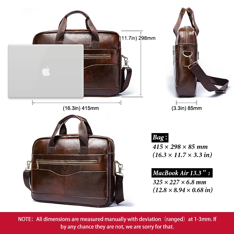 Large Capacity Shoulder Bag Genuine Leather Business Briefcase for Ipad Quality Crossbody Handbag Travel Messenger Sling  Bolsas