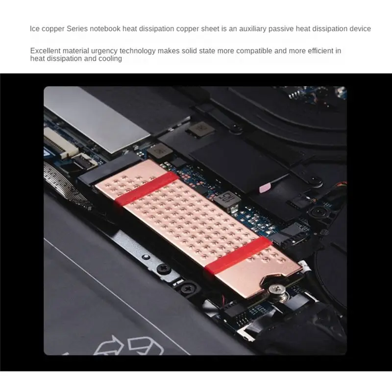 Фото Медный радиатор A46U M.2 NVMe SSD с термопрокладкой 2 мм для твердотельных накопителей M.2 2280, для ноутбуков №1