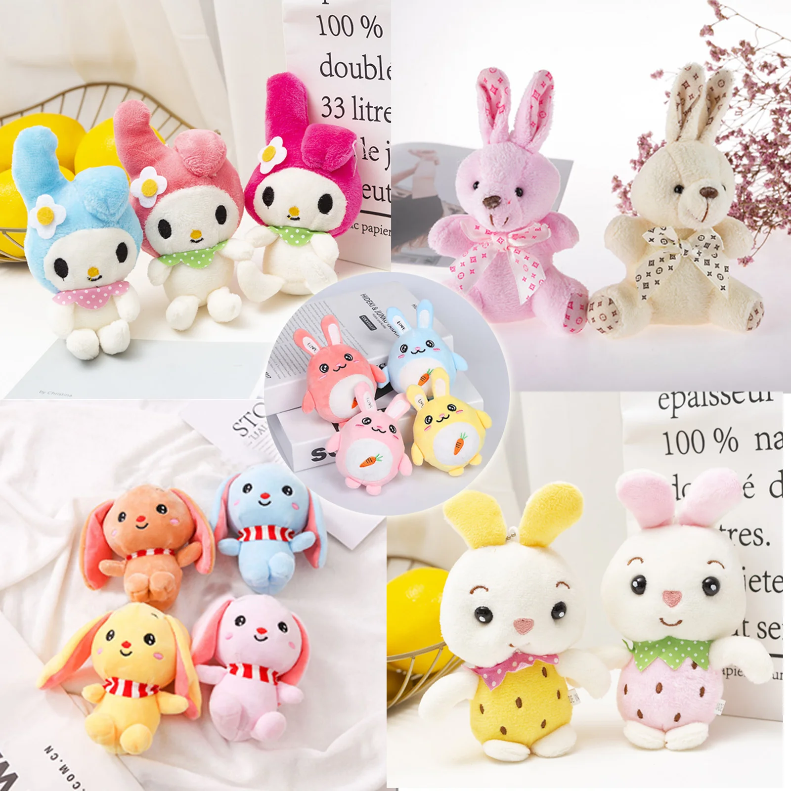 

10-15Cm Kawaii Stuffed Toys Plushie 6 Kinds Of Rabbit Plush Toy Anime Plush Animal Cute Cartoon Plush Pendant Toys For Children