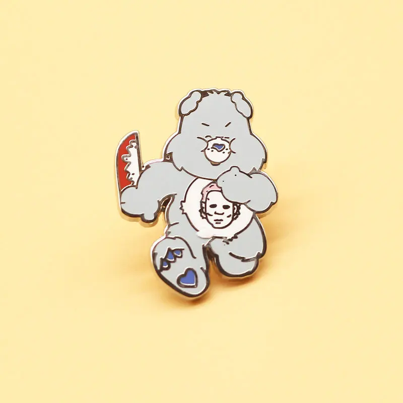 

XM-funny Personalized cute accessories metal badge horror polar bear enamel pin cartoon brooch backpack hat accessories