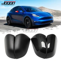 car side rearview mirror cover accessories black mirror cap real carbon fiber jogon for tesla model y 2020 2021 2022
