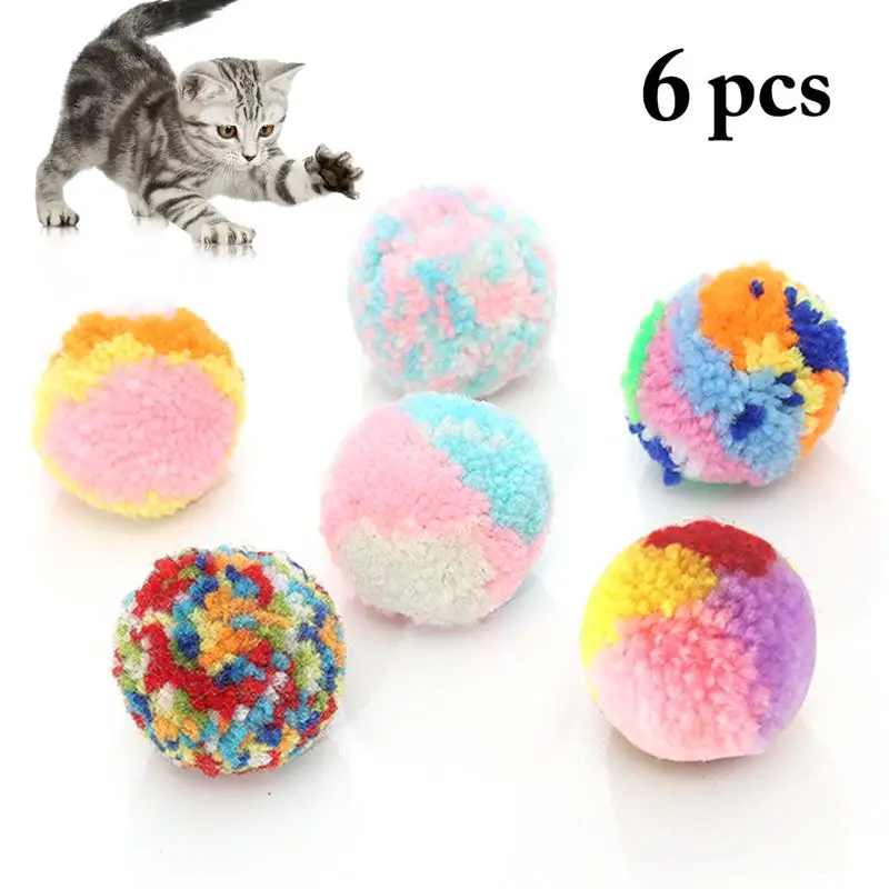

6Pcs Cat Toys Bite Resistant Plush Colorful Soft Interactive Kitten Chew Ball Pet Toys Pet Supplies Pet Accesorios Para Gatos