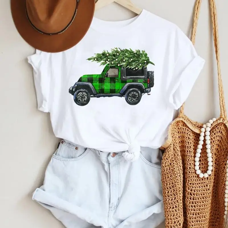

Women Tree Lovely Cute 2023 Merry Christmas Fashion Print Tshirts Trend Top Happy Holiday T Shirt Graphic Travel Tee T-Shirt