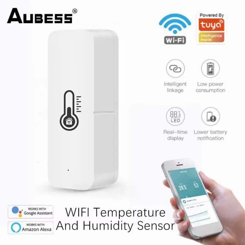 

Датчик температуры Tuya Smart Wi-Fi, датчик влажности и влажности с управлением через приложение