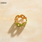 Женское Обручальное Кольцо SOMMAR, большое Золотое кольцо с зеленым ажурным покрытием, летняя бижутерия, 2021