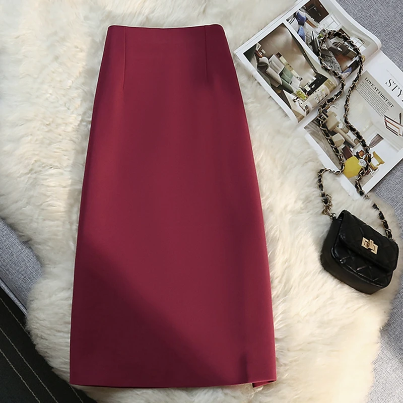 Женская прямая офисная юбка с высокой талией