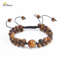 3umeter new tiger eye bracelet handmade braided natural black matte lava stone bracelet for men double row beads bangle jewelry