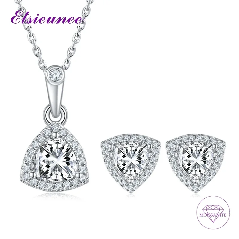 Ожерелье и серьги из серебра 100% пробы с муассанитом