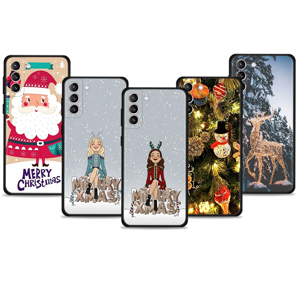 

Phone Case For Samsung Galaxy S22 S21 S20 Plus S10 S8 S7 S9 S10e Ultra FE Edge Silicone Shell Merry Christmas