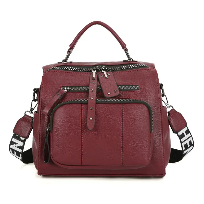 

School High Quality 2021 PU Backpack Leather Large Girl For Travel Backpack Backpack Shoulder Bags Bags Women New Teenage Soft